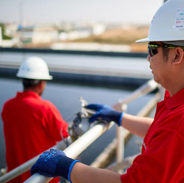 employee looking at the view and his work